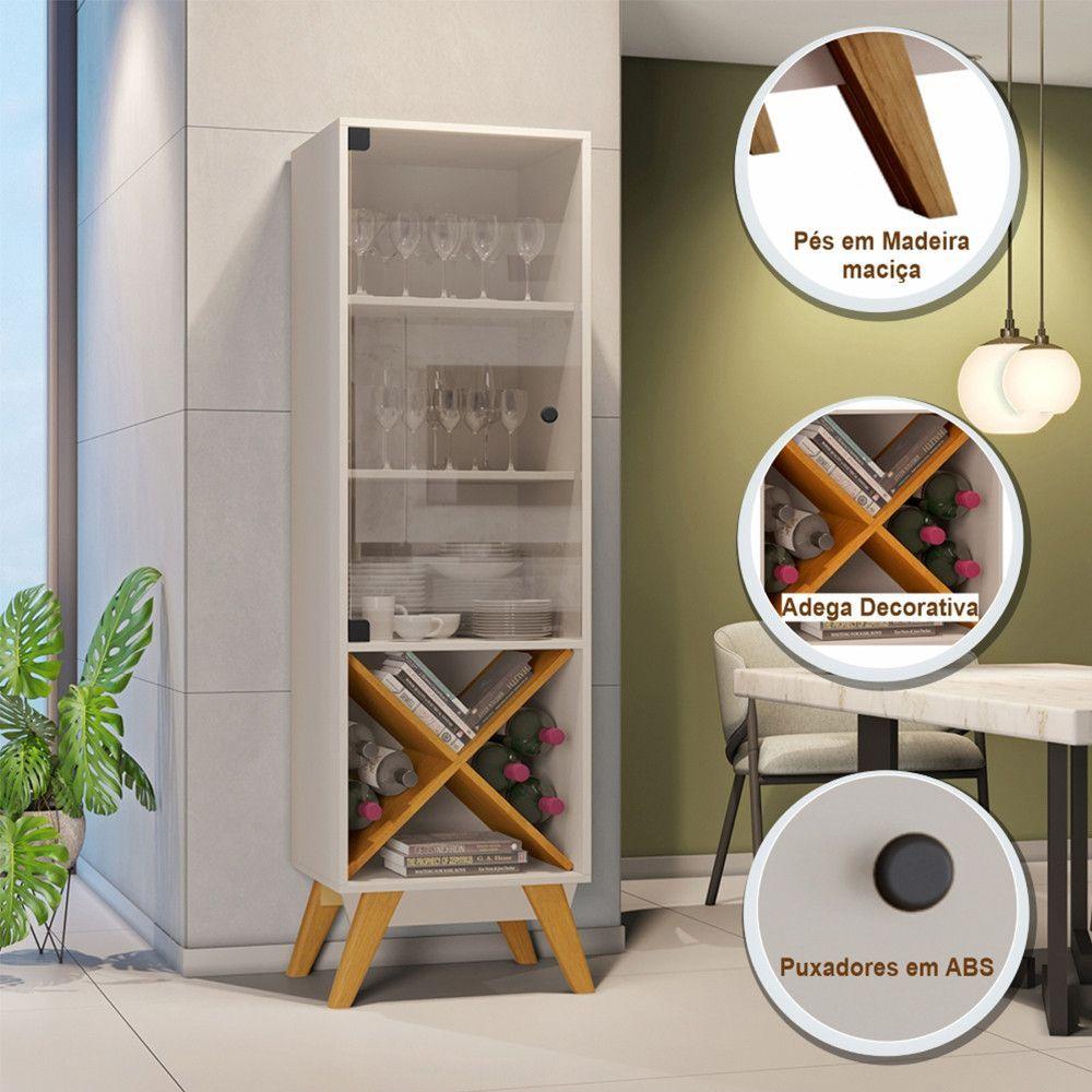 Cristaleira Graça Candian Jcm Movelaria Off White Com Cinamomo