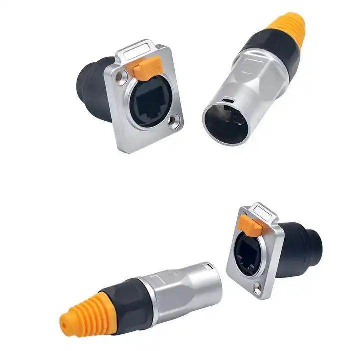 Miniatura Conector RJ45 à Prova d'Água IP65 8 Pinos Macho/Fêmea