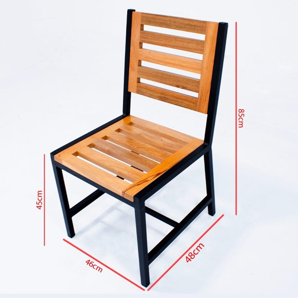 Miniatura Cadeira Afelandra sem Braço de Madeira e Alumínio Área Externa e Interna Preto/Madeira