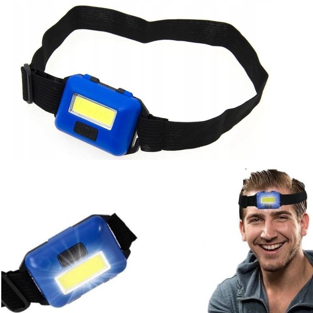 Miniatura Lanterna Farol Cabeça Multiuso Bike Moto Camping Trilha Pesca Corrida Sinalizador Testa Pilha Azul