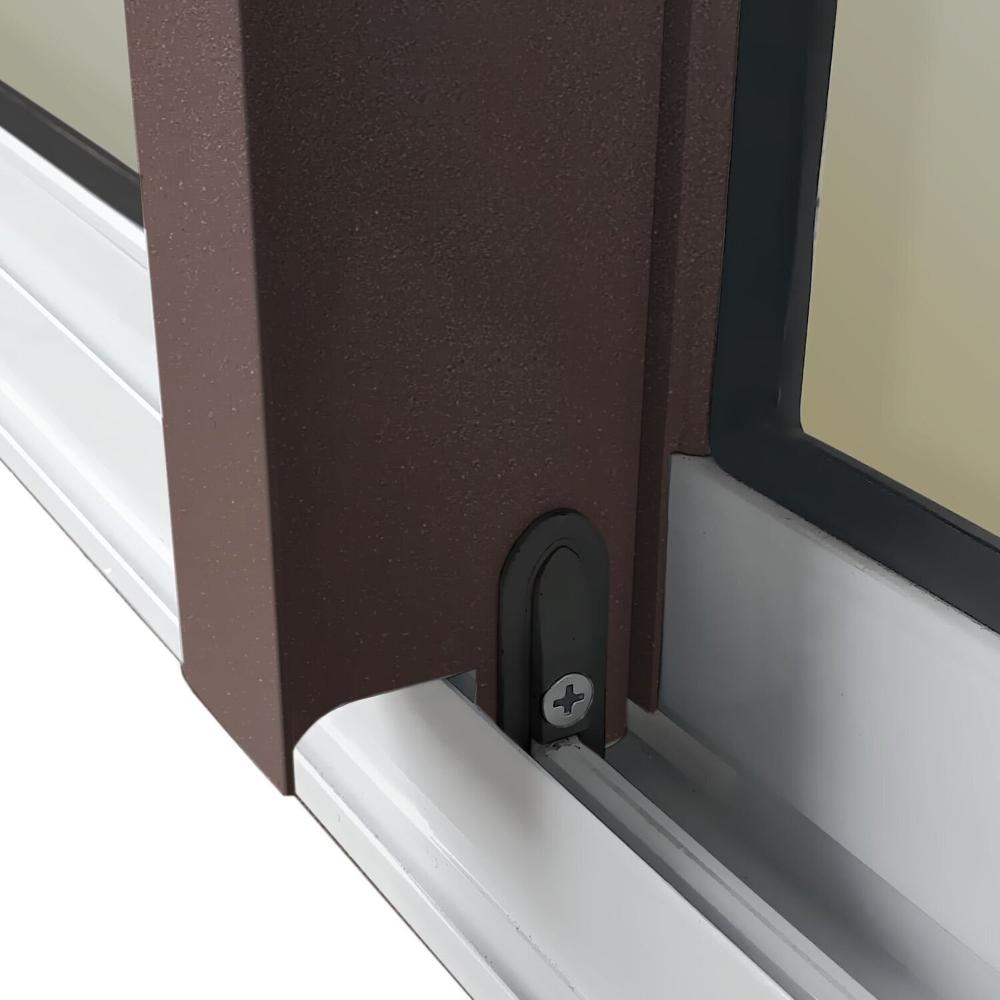 Porta de Correr com Persiana integrada Correr com Motor e Controle Remoto 2 Folhas Móveis 230 X 120 Mix Corten