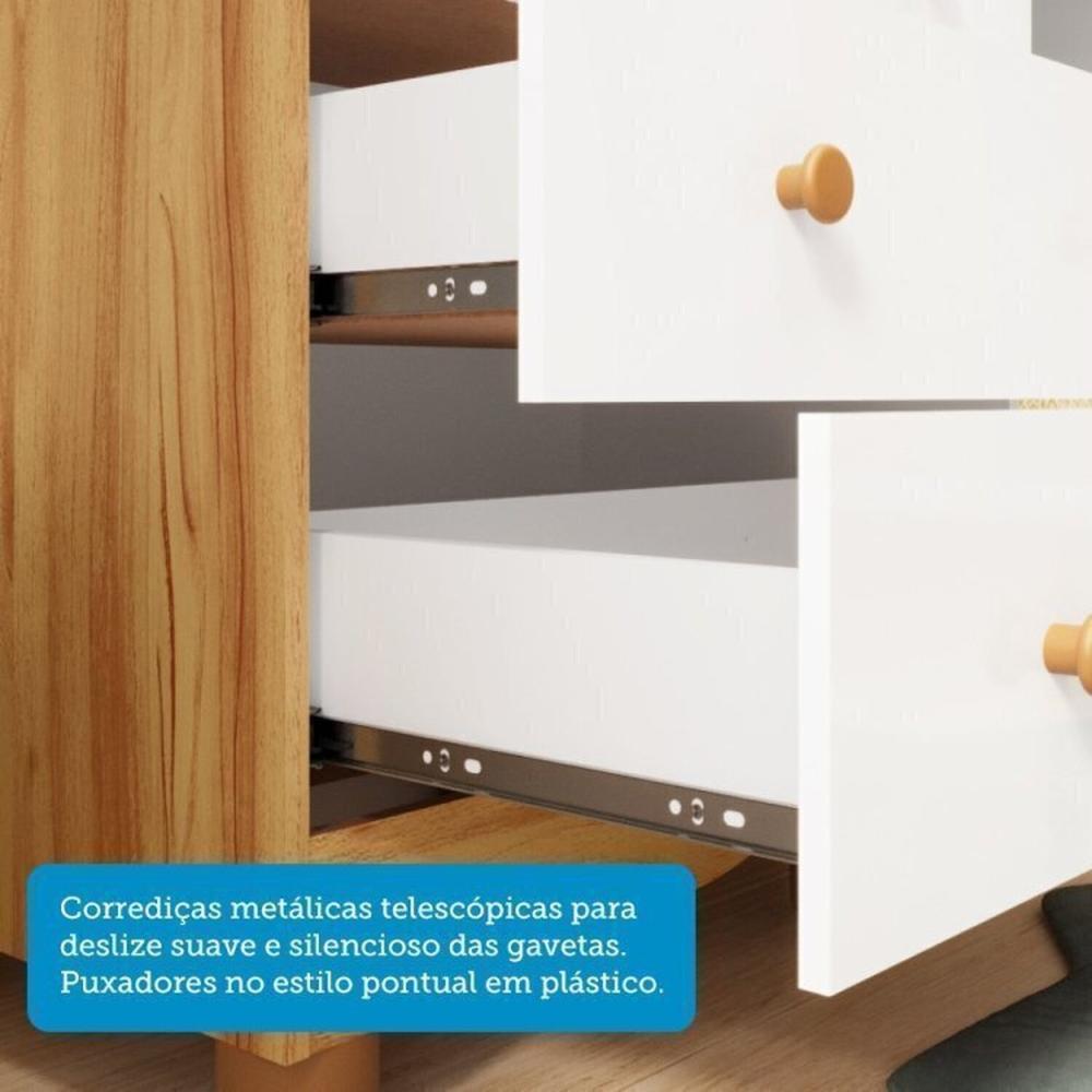 Miniatura Quarto de Bebê Completo com Guarda Roupa 3 Portas Cômoda e Berço 100% Mdf Mimo Espresso Móveis Branco Brilho/Amêndoa