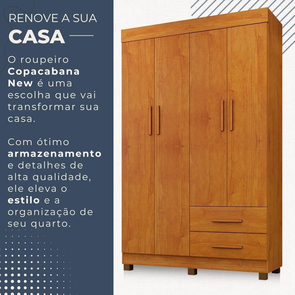 Guarda Roupa Copacabana New 4 Portas 2 Gavetas Benetil Móveis Cinamomo