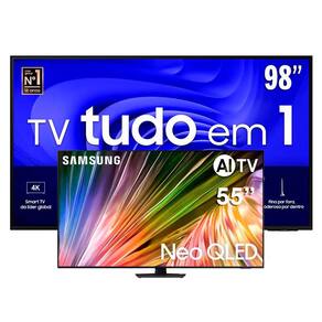 Miniatura Smart TV 98" Samsung Crystal Ultra HD 4K UN98DU9000 com Gaming Hub + Smart TV 55” 4K Samsung Neo QLED 55QN85D com Processador com AI e Energy Mode