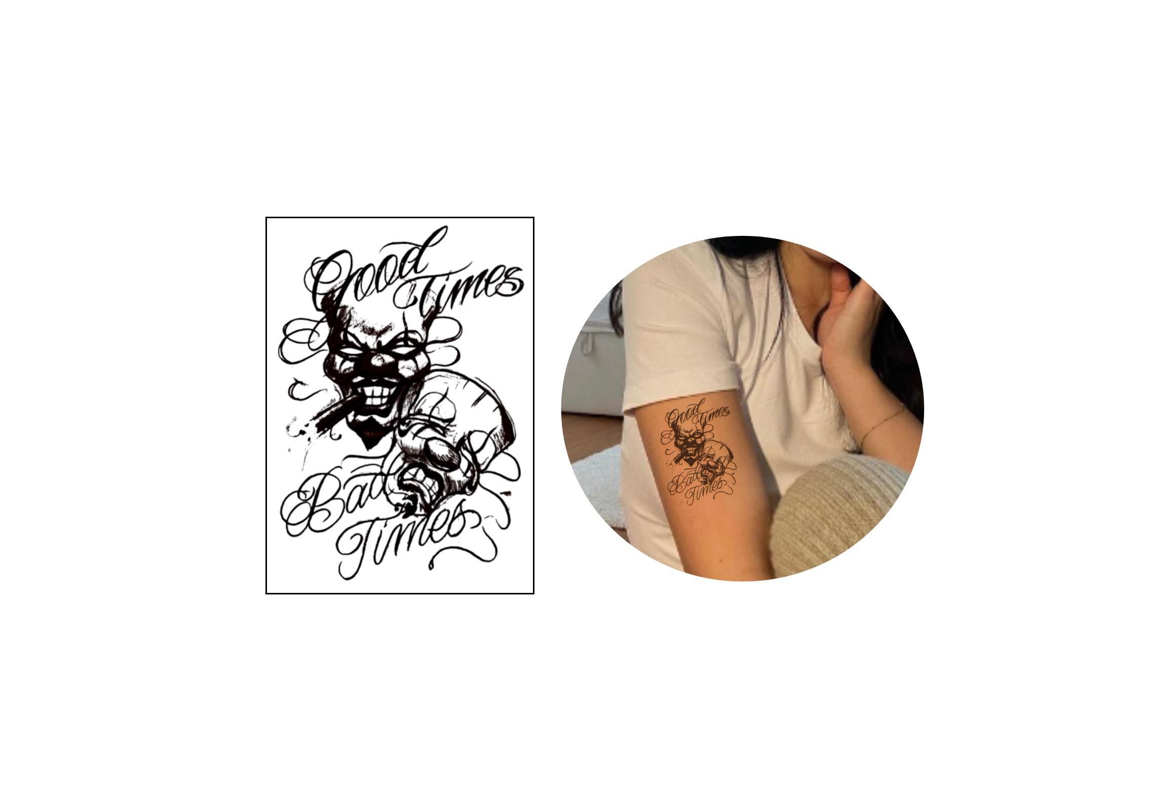 Miniatura Tatuagem Temporária Palhaço Chora Agora Ri Depois Removível