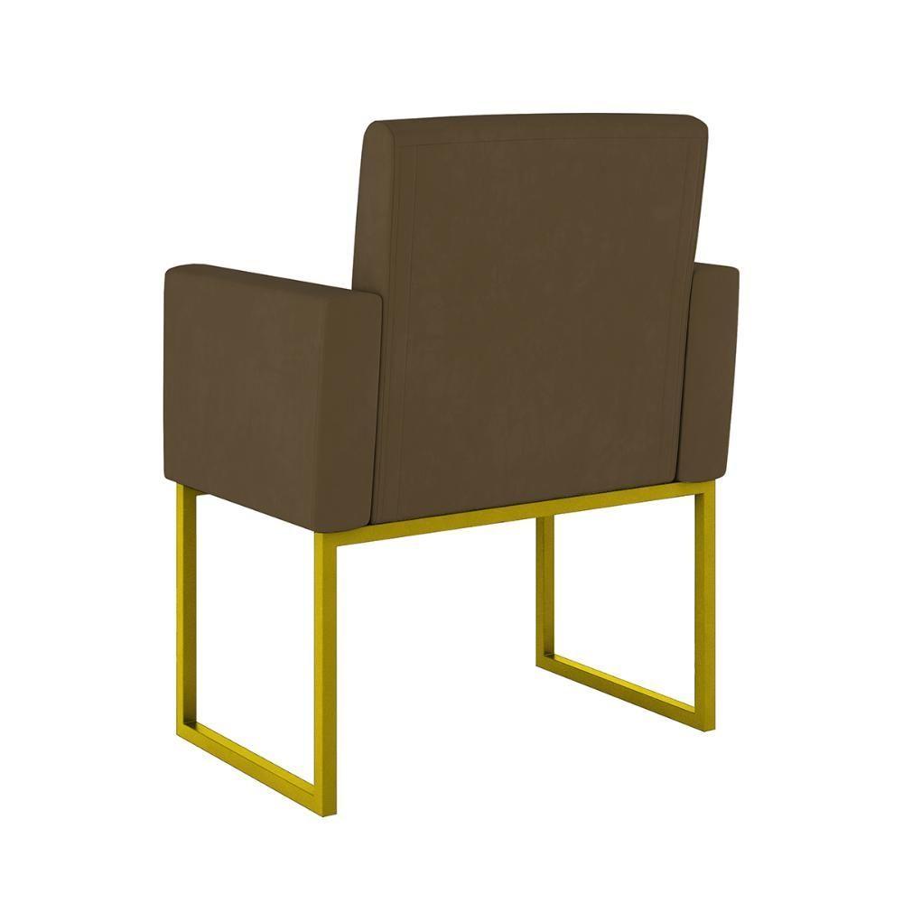 Miniatura Kit Sofá 2 Lugares + 2 Poltronas Recepção Sala Base Dourada Cor:marrom Marrom