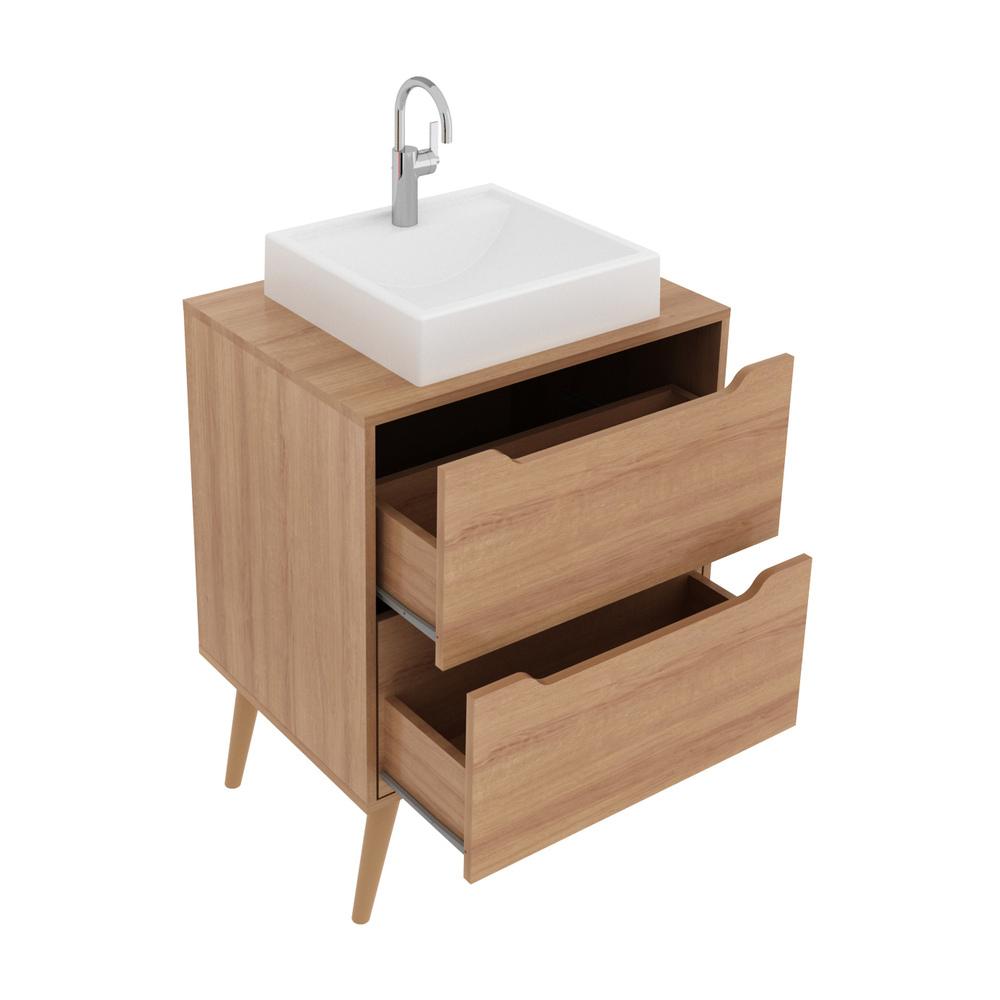 Miniatura Gabinete Banheiro 60cm 2 Gavetas Retrô Multimóveis CR10119 Amêndoa