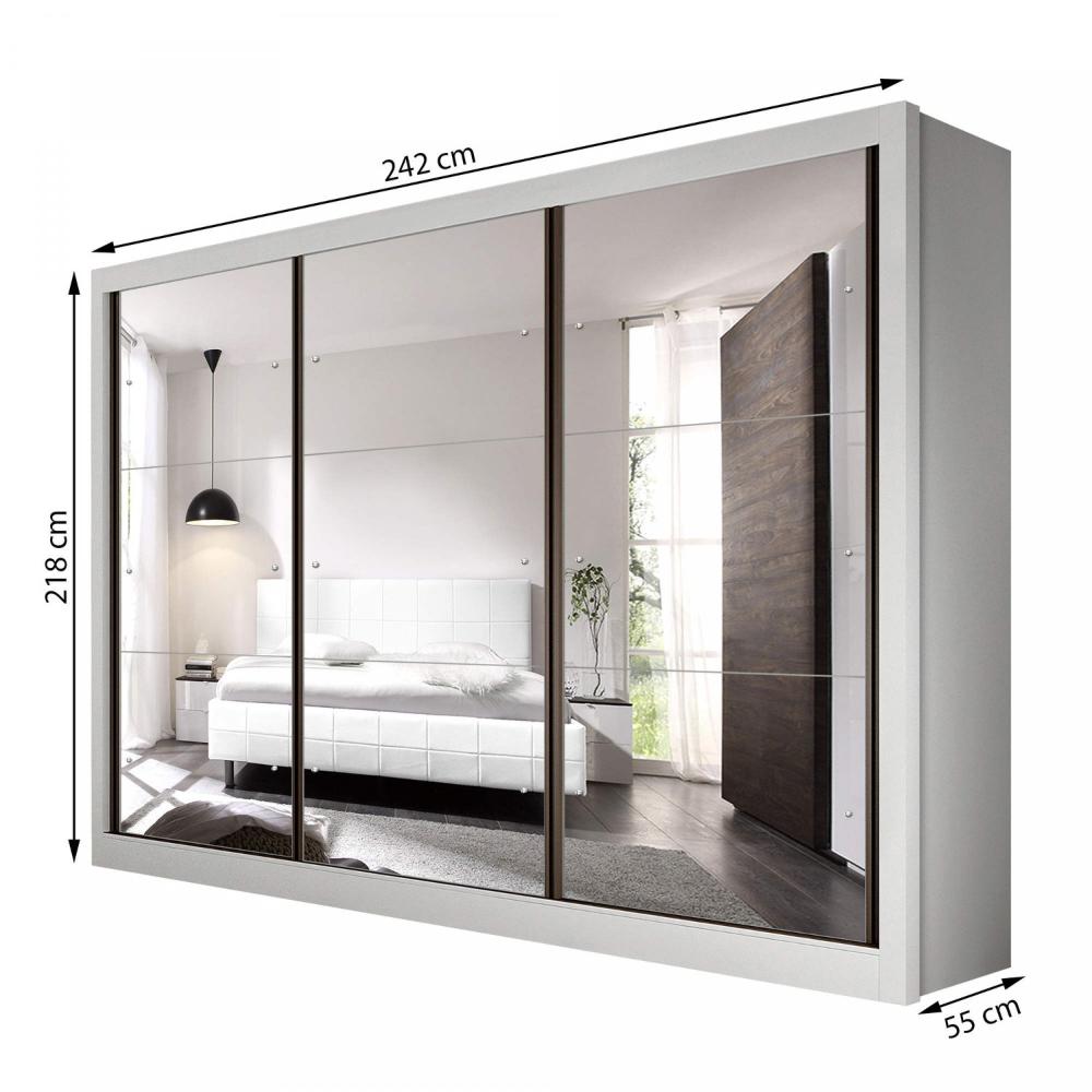 Miniatura Guarda Roupa Casal com 9 Espelho 3 Portas Ravena Espresso Móveis Branco Guarda Roupa Casal com 9 Espelho 3 Portas Ravena Yescasa Branco