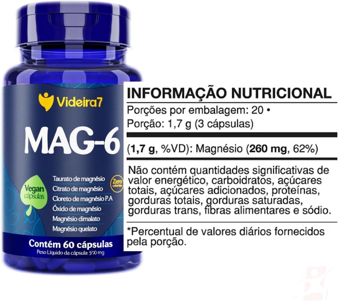 Miniatura Mag-6 ( 6 Formas De Magnésio ) 60 Cápsulas Videira7