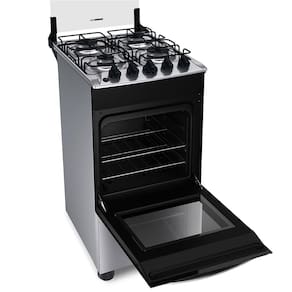 Miniatura Fogão Brastemp 4 Bocas BFO4NBR Clean com Mesa de Inox, 2 Prateleiras Ajustáveis e Acendimento automático Bivolt – Inox
