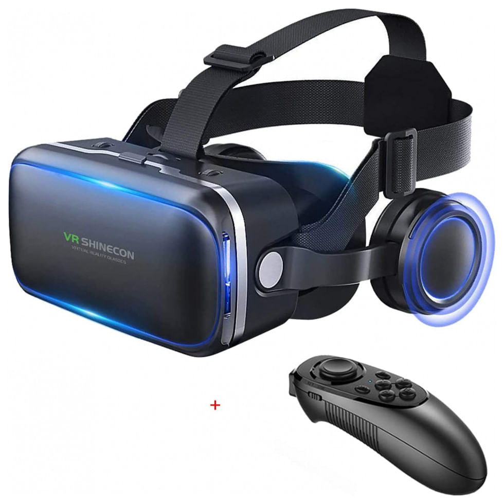 Miniatura Óculos VR Realidade Virtual VR SHINECON 4336701614 com Fone de Ouvido e Controle, Preto