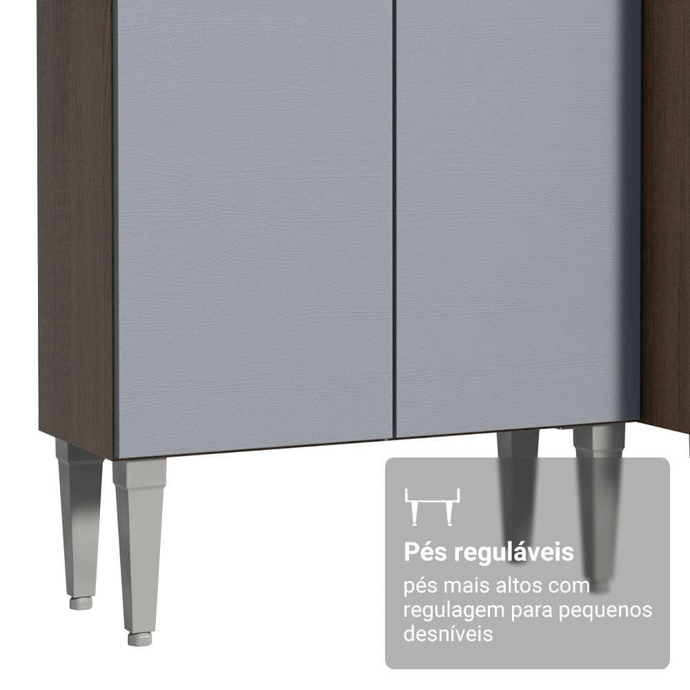 Armário De Cozinha Compacta 156 Cm Rustic-cinza Emilly Madesa 01