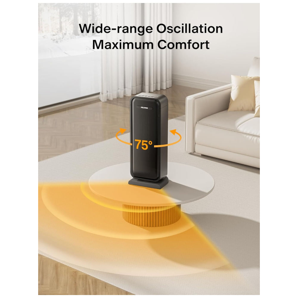 Aquecedor PELONIS de Cerâmica Eco com Oscilação de 75° e Controle Remoto, 40,64 cm: Conforto e Eficiência