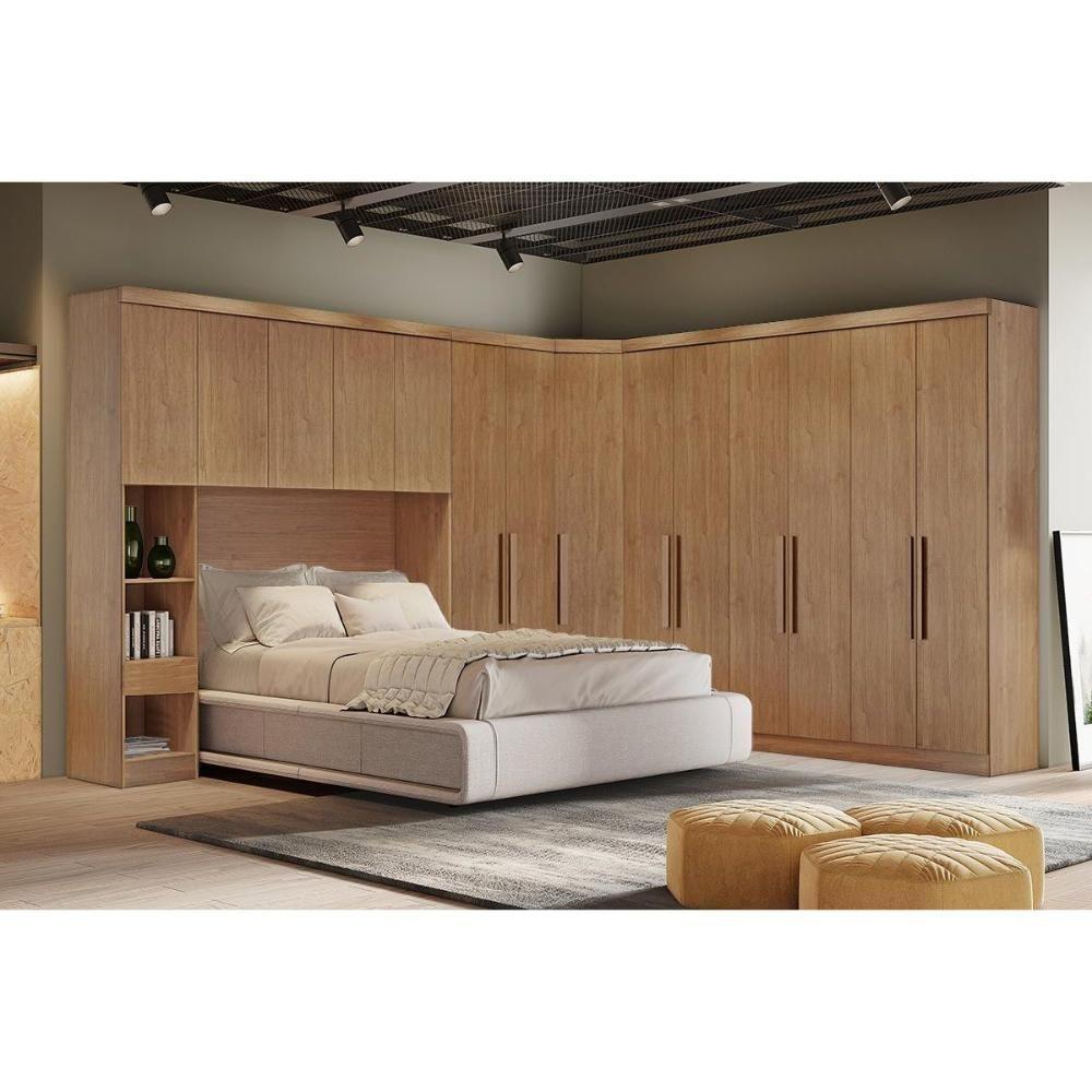 Miniatura Quarto Modulado Bari Rizon 5 Peças 1 Armário Ponte 1 Closet 2 Guarda Roupas 1 Complemento Cumaru