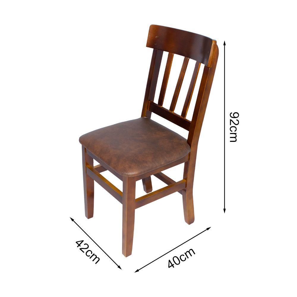 Miniatura Kit 4 Cadeiras Fixas Mineira Imbuia Em Madeira Maciça Estofadas Marrom Para Restaurantes Marrom