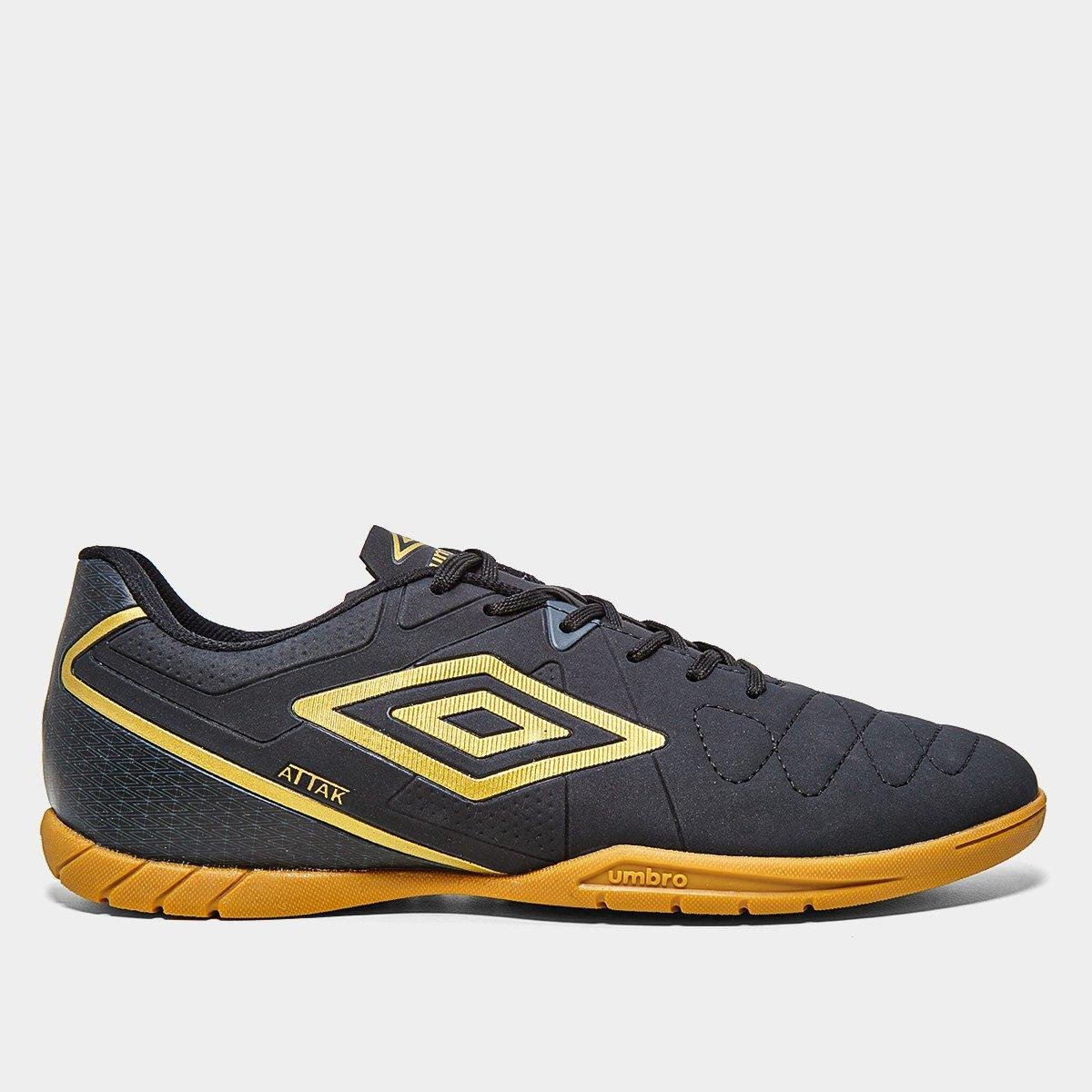 Miniatura Chuteira Futsal Umbro Attak Eternal Preto+Dourado - 37