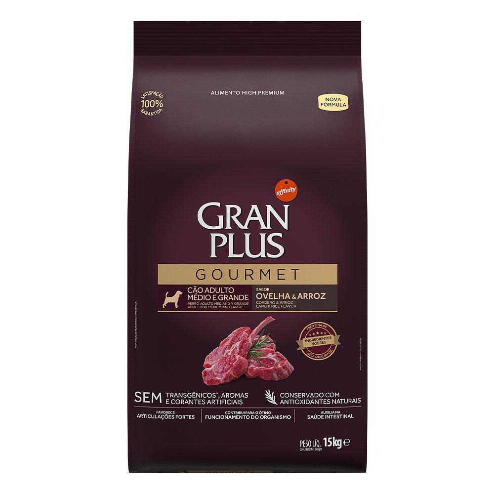 Miniatura Ração Seca GranPlus Gourmet Ovelha & Arroz para Cães Adultos Raças Médias e Grandes - 15 Kg