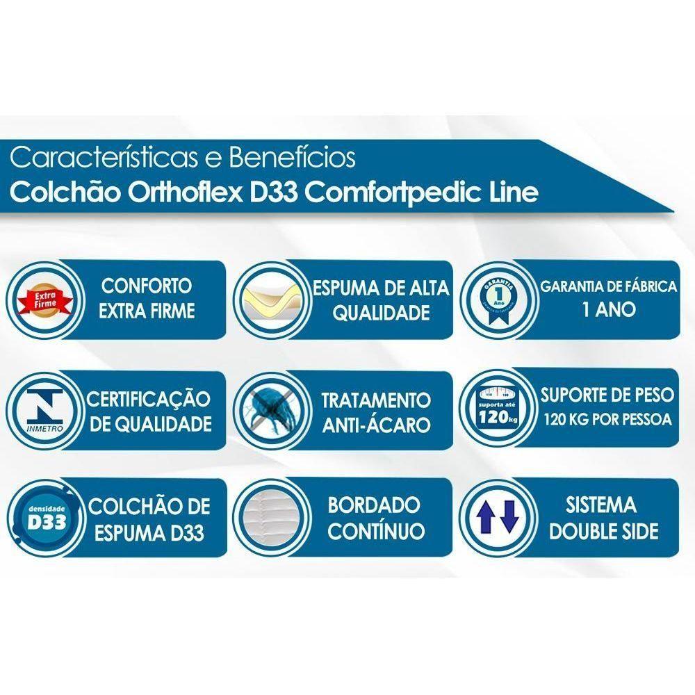 Cama Box Baú Casal: Colchão Espuma D33 Orthoflex Comfortpedic Line + Base Crc Courano White(138X188)
