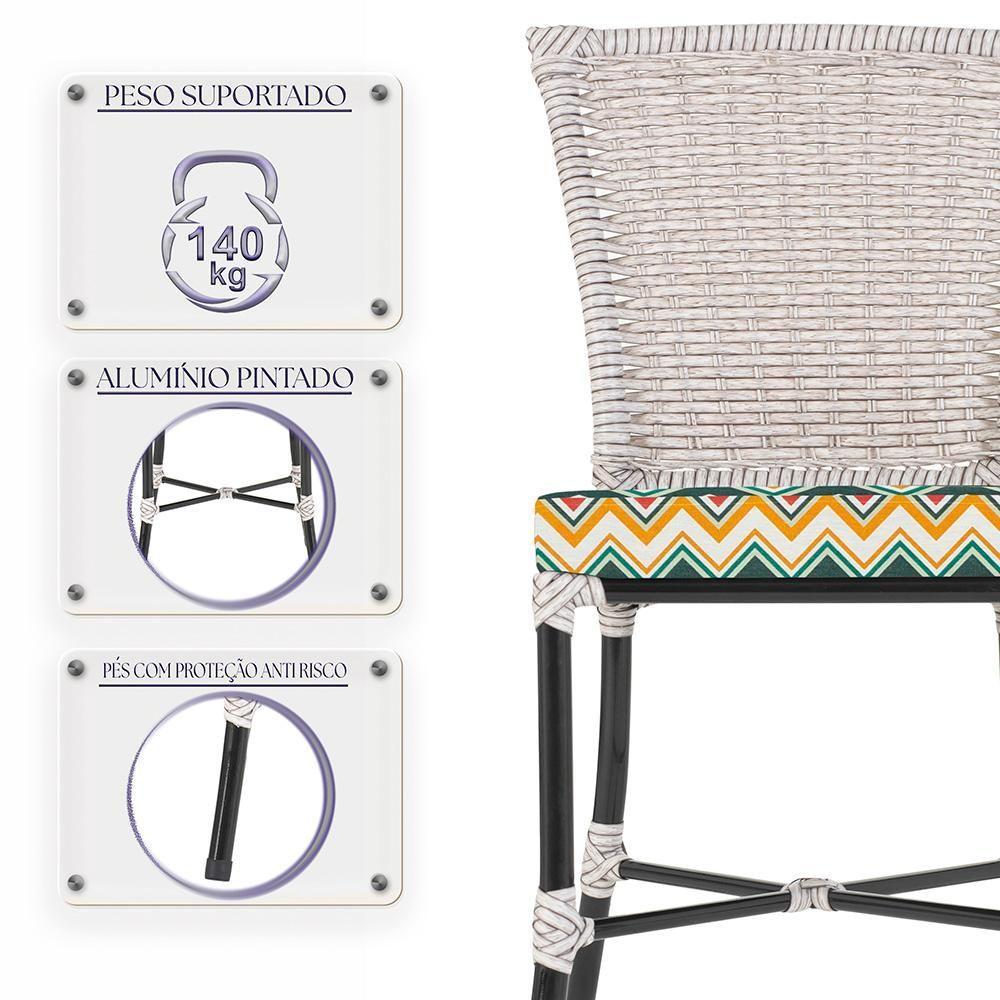 Miniatura Jogo De Cadeiras Para Cozinha - Kit Com 5 Cadeiras Em Aluminio E Fibra Sintetica Turquia Marmore Z35