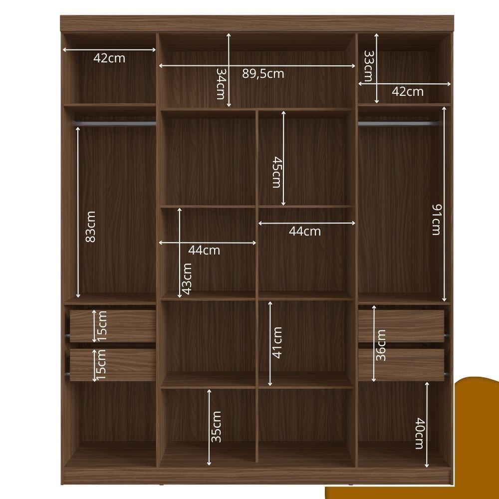 Miniatura Guarda Roupa Casal 4 Portas Berlim Guarda Roupa Casal 4 Portas 4 Gavetas Berlim Edez Nogueira/Fendi