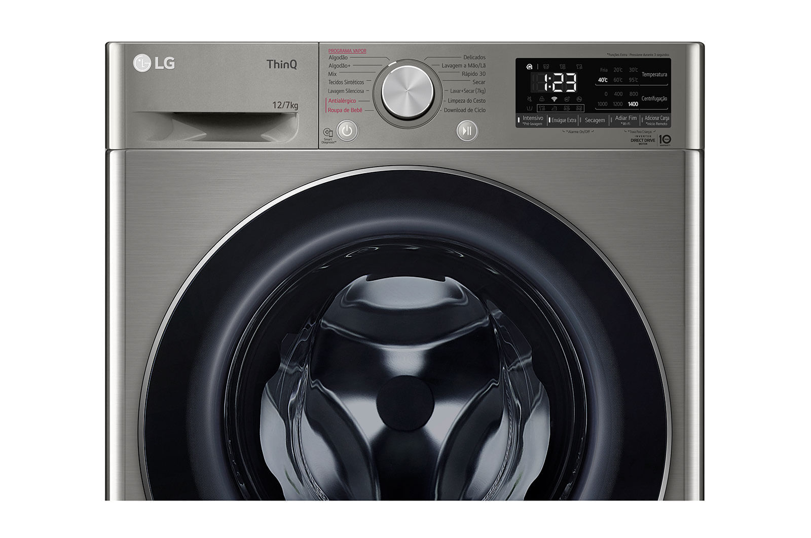 Lava e Seca LG Smart VC4 12kg Inox Look com Inteligência Artificial AIDD™ (CV5012PC4A) - 220v