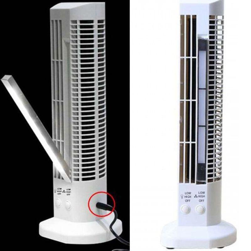 Mini Ventilador Abajur Vertical Torre Usb Mesa Branco