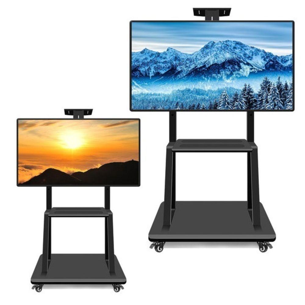 Miniatura Suporte Para Tv Pedestal Com Prateleira Rodinhas Estante De Chao Para Monitor Televisao Ajustavel Universal