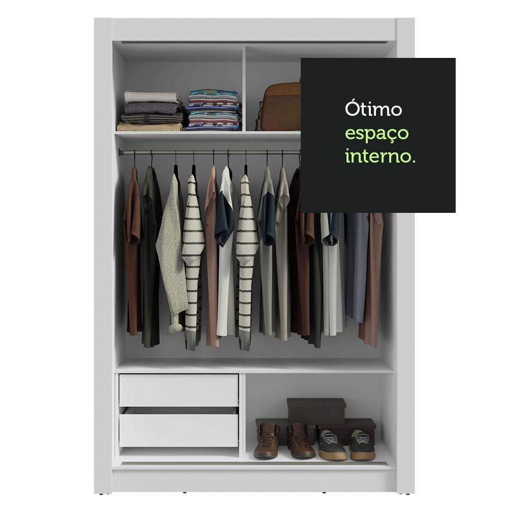Guarda-Roupa Solteiro 2 Portas de Correr 2 Gavetas Branco/Cinza Vivare Madesa Branco/Cinza