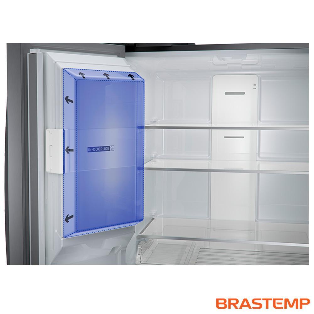 Refrigerador Brastemp Gourmand Frost Free French Door Água e Gelo na Porta 515 Litros Inox BRH86AR 220