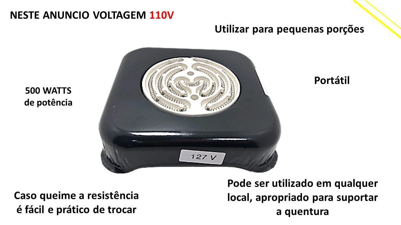 Miniatura Fogão Elétrico Fogareiro Camping 1 Boca 110V/127V Preto