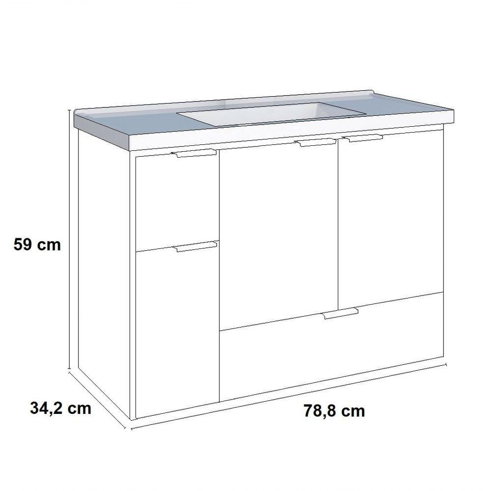 Miniatura Gabinete P/ Banheiro Com Lavatório Em Mármore Sintéticopreto
