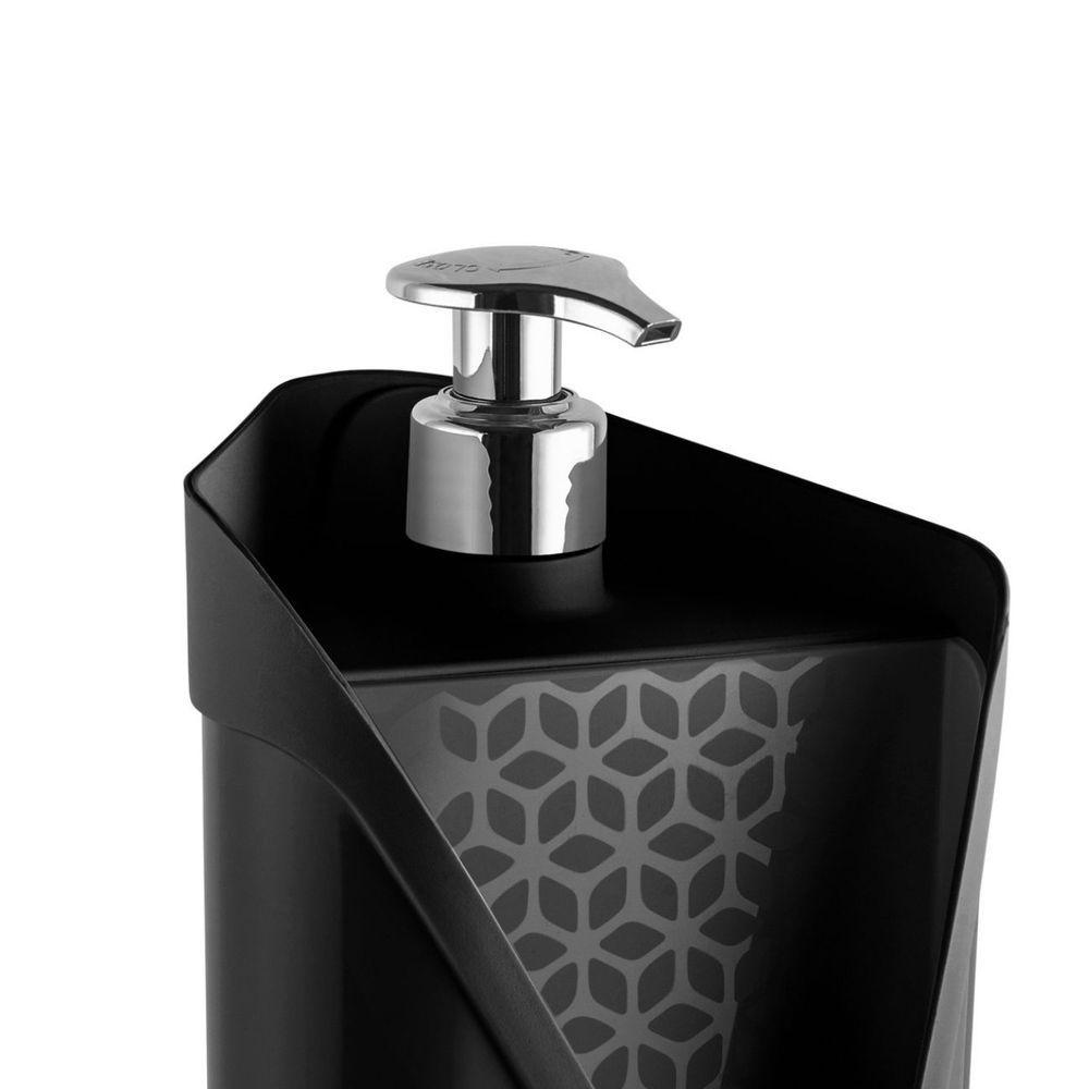 Miniatura Dispenser Porta Detergente Esponja Cozinha Pia 500ml Preto
