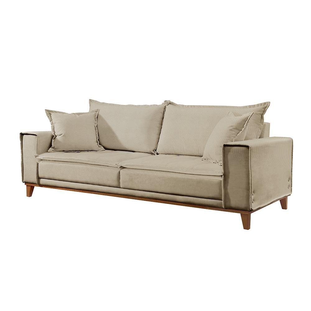 Miniatura Sofá Fixo Aquiles 3 Lugares Luxo 1,80m Castellar Móbile Linho Bege