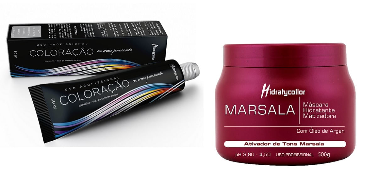 Miniatura Kit Marsala 1 Tinta e 1 Matizador 500g Hidratycollor Mairibe