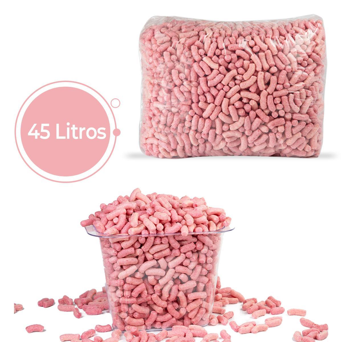 Miniatura 45 Litros Flocos De Proteção Enchimento Biodegradável Rosa