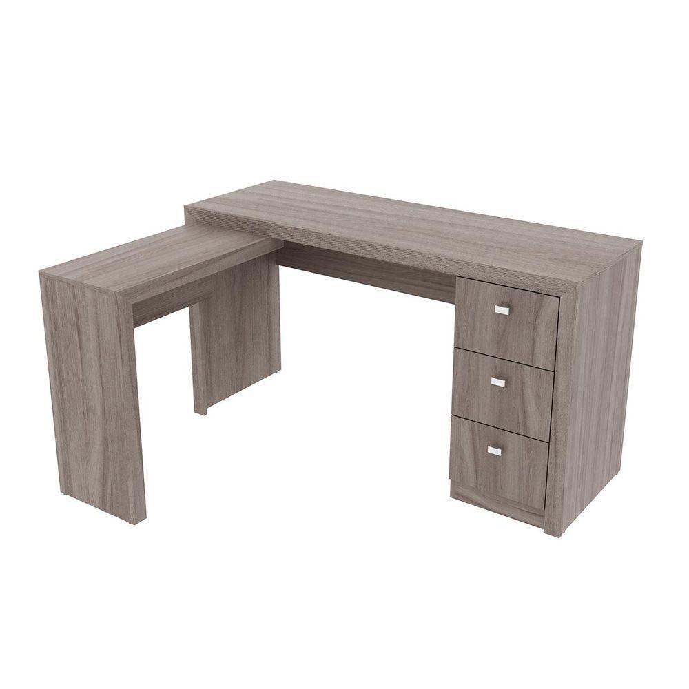 Miniatura Conjunto Escritório Com 2 Mesas Em L E 6 Gavetas Carvalho