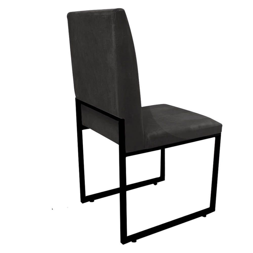 Miniatura Kit 03 Cadeira De Jantar Office Sttan Sala Ferro Preto Corino Preto - Ahazzo Móveis