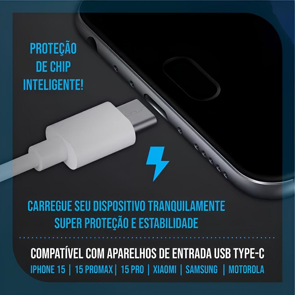 Miniatura Carregador Turbo Branco Compatível Com Samsung Tipo C