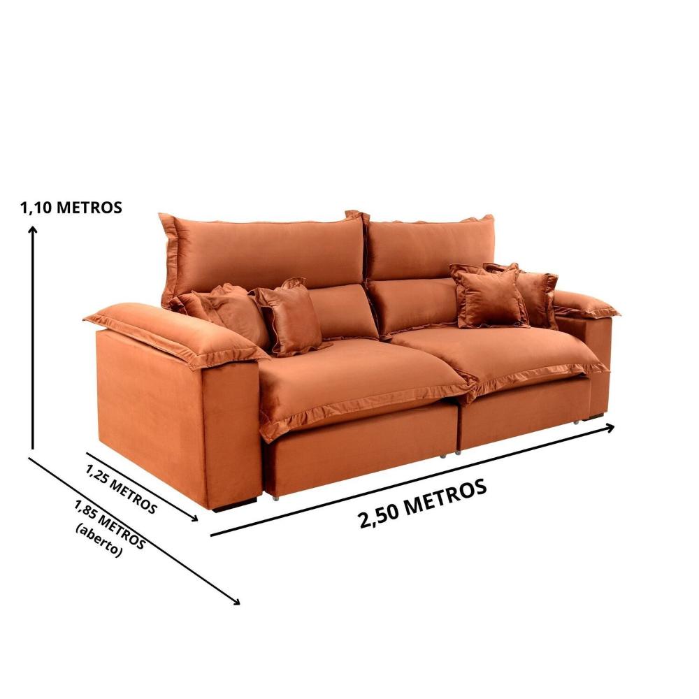 Miniatura Sofá Retrátil e Reclinável 4 Lugares Lírio Suede Terracota