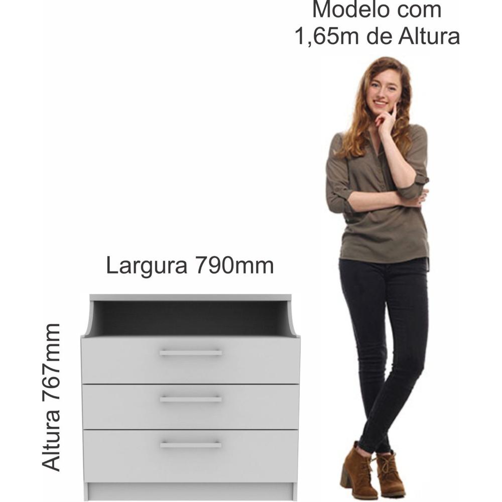 Módulo Bancada 3 Gavetas Elegance Móveis Castro NIQUEL/NIQUEL