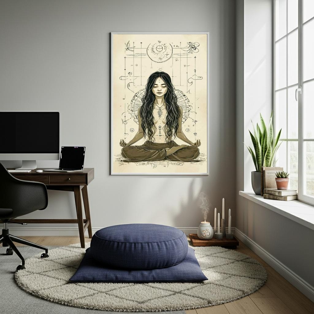 Miniatura Quadro Decorativo Meditação E Yoga - 70X50 Cm