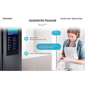 Miniatura Geladeira Samsung Side by Side RS58 608 Litros Family Hub Black Inox 110V