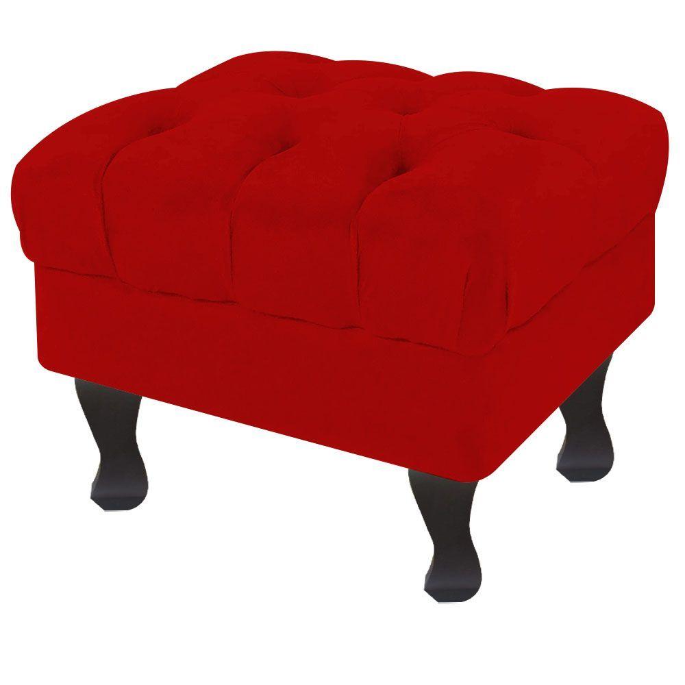 Miniatura Puff Decorativo Retro Luiz Xv Sem Baú Vermelho 60 Para Sala