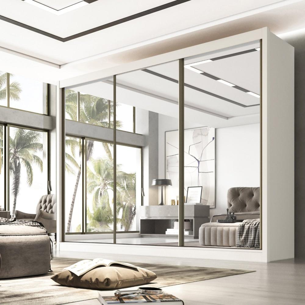 Miniatura Guarda Roupa Espelhado Casal 3 Portas 6 Gavetas 100% MDF Qatar Branco