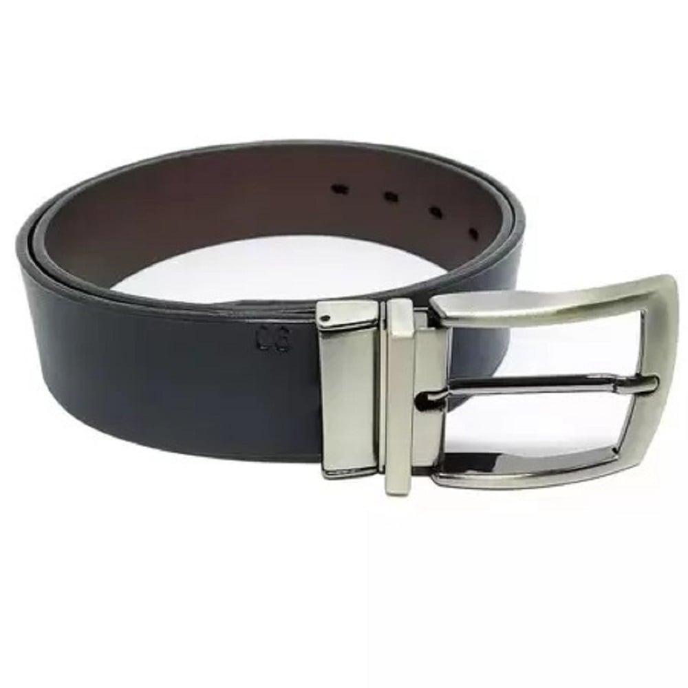 Miniatura Cinto Social Masculino Dupla Face Preto E Marrom Couro Full