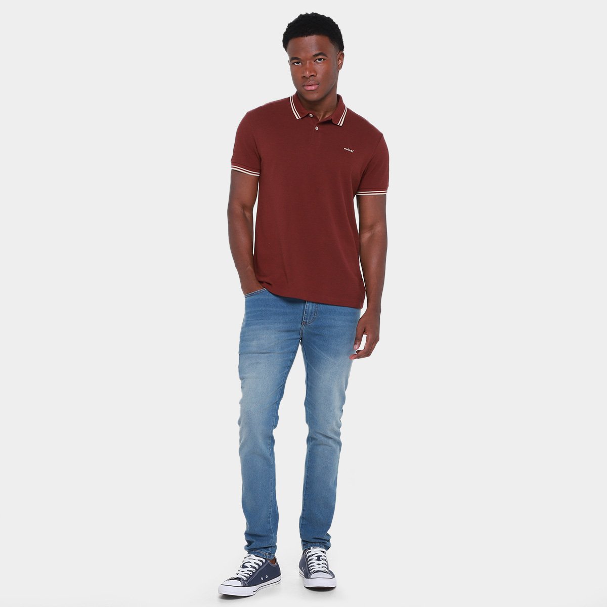 Miniatura Camisa Polo Colcci Casual Masculina Bordô - P