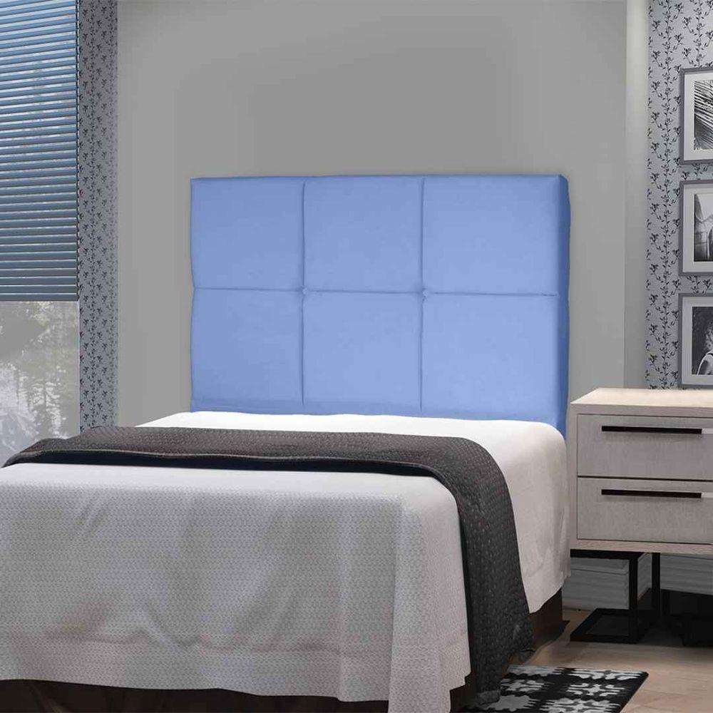 Miniatura Cabeceira Estofada Carol 90 Cm Solteiro Com Capitonê Corino Azul Bebê