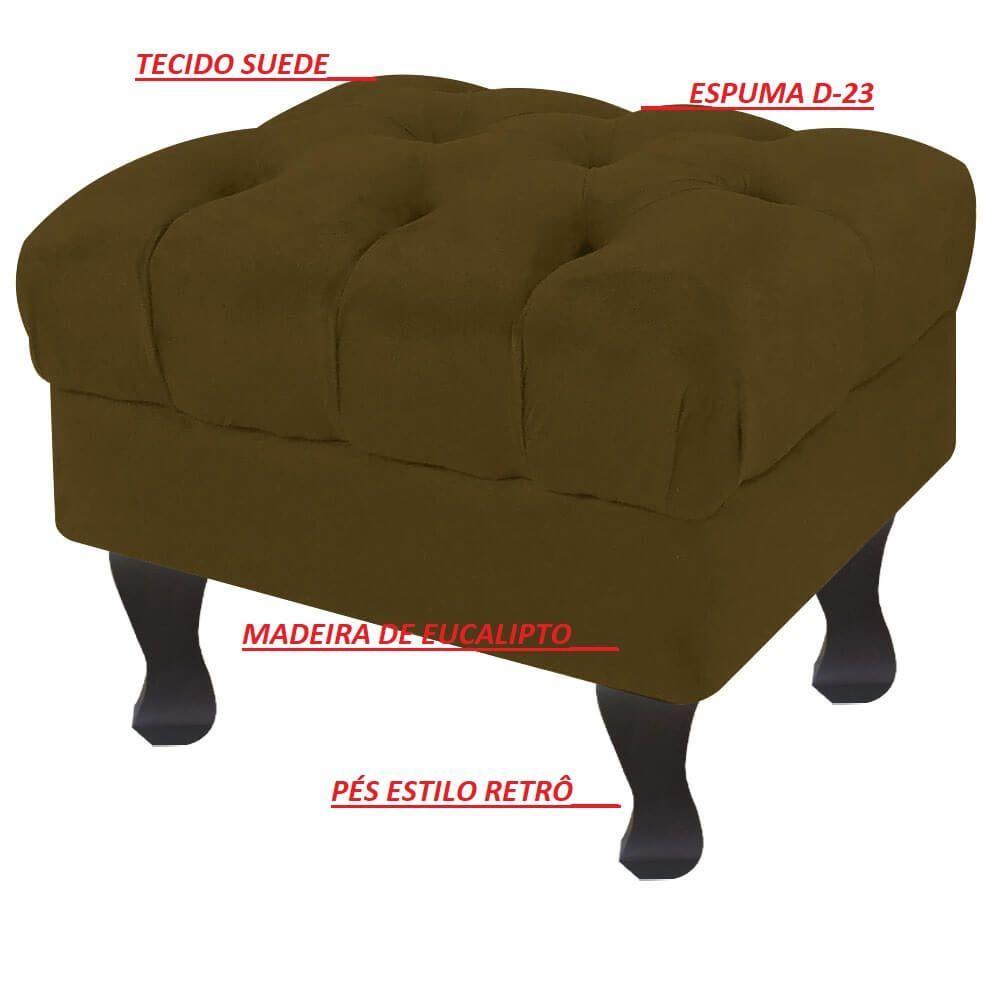 Miniatura Puff Decorativo Retro Luiz Xv Com Baú Suede Marrom Rato 60