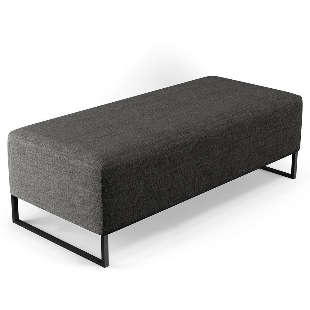 Miniatura Puff Decorativo Sala De Estar Bali W01 Base Ferro 120x50 Cm Linho Cinza Escuro - Lyam Decor