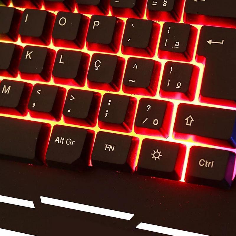 Miniatura Teclado Gamer Iluminado Luz Led Base Metal Semi-Mecânico